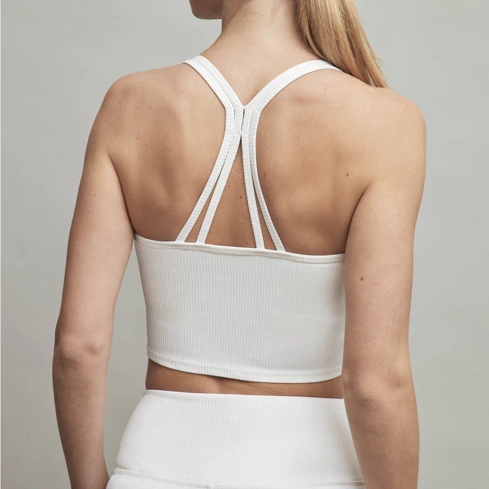CARBON38 women’s Ribbed Cami Bra White Size XS Activewear Athletic Sportsbra